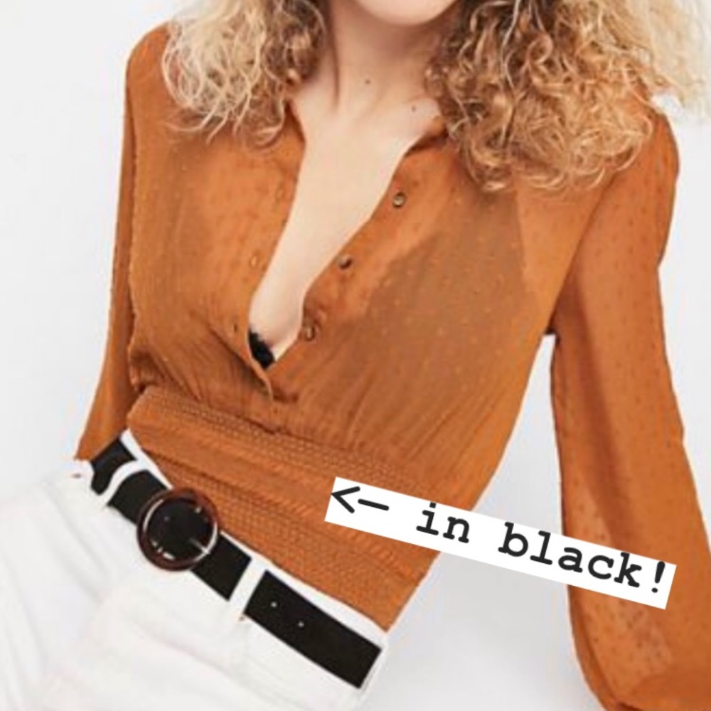 NWT free people Black sheer long sleeve top